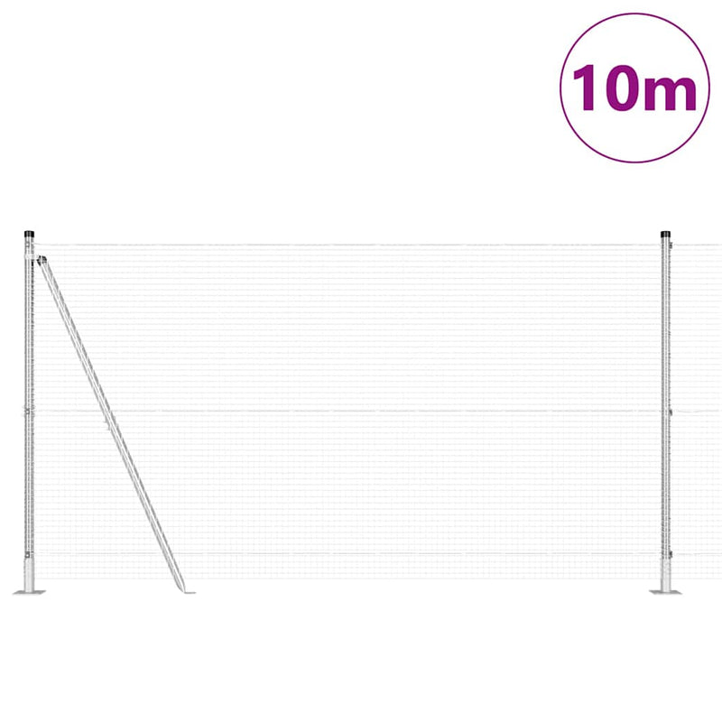 vidaXL Kerítés oszlopokkal Ezüst 1.2 x 10 m Acél
