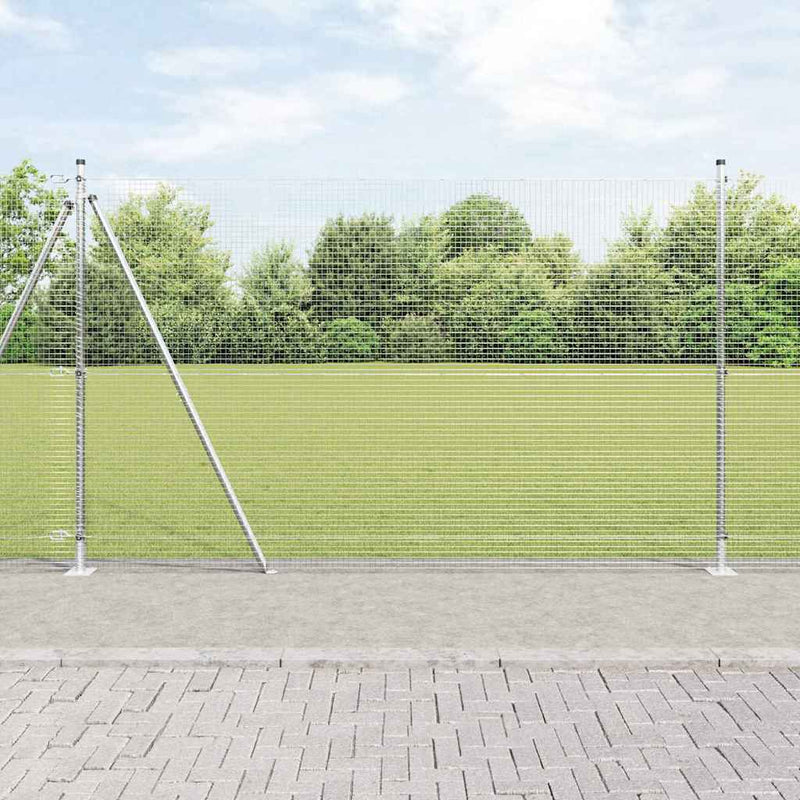 vidaXL Kerítés oszlopokkal Ezüst 1.4 x 10 m Acél