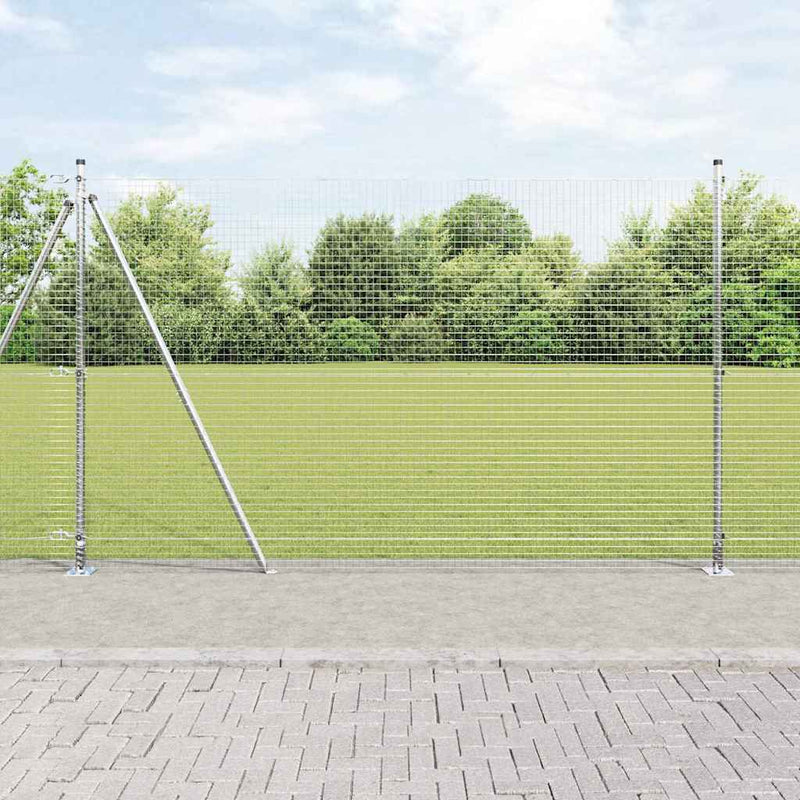 vidaXL Kerítés oszlopokkal Ezüst 1.4 x 10 m Acél