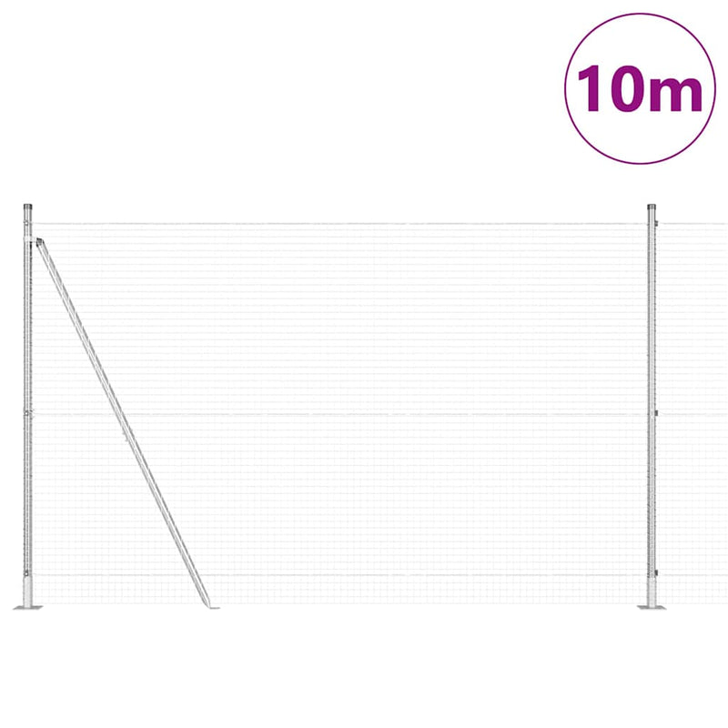 vidaXL Kerítés oszlopokkal Ezüst 1.4 x 10 m Acél