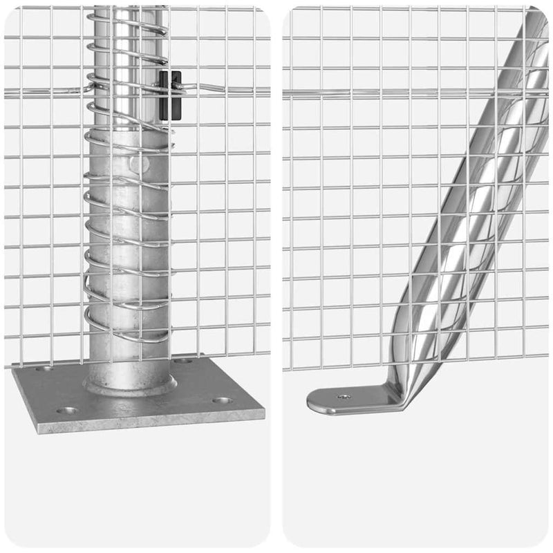 vidaXL Kerítés oszlopokkal Ezüst 1.6 x 10 m Acél