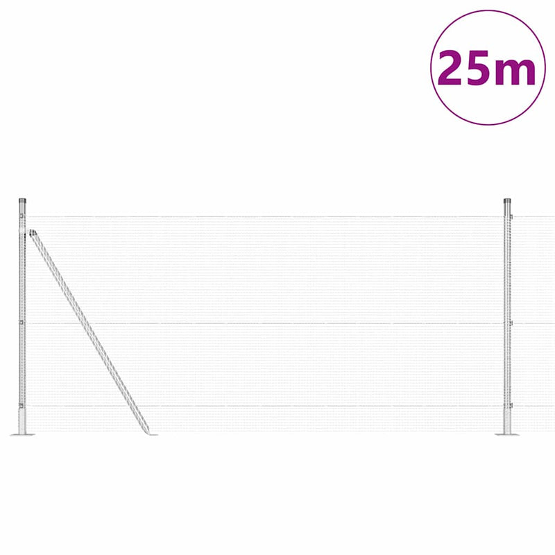 vidaXL Kerítés oszlopokkal Ezüst 0.8 x 25 m Acél