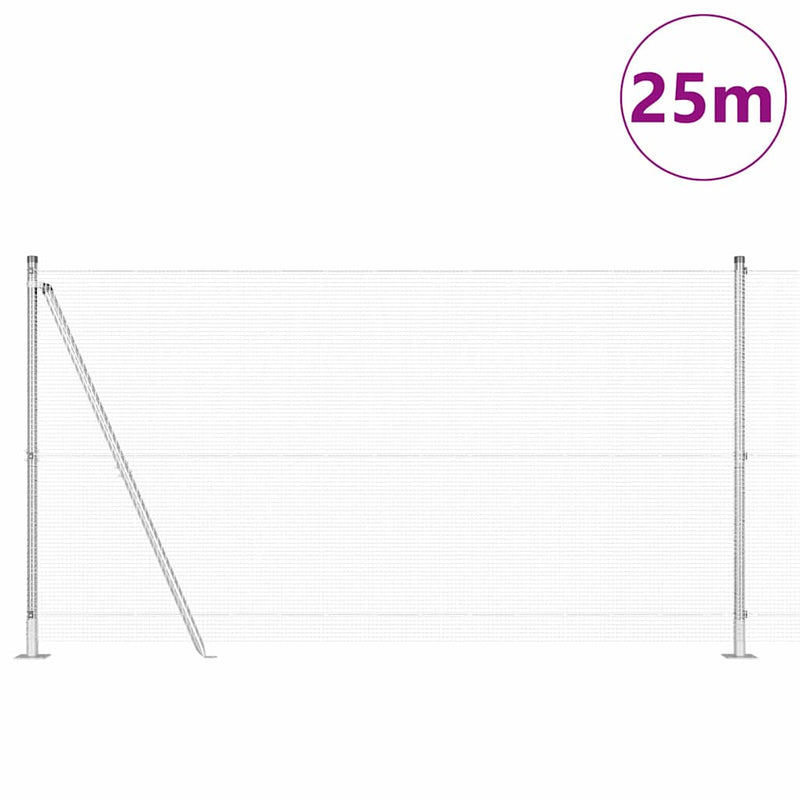 vidaXL Kerítés oszlopokkal Ezüst 1.2 x 25 m Acél