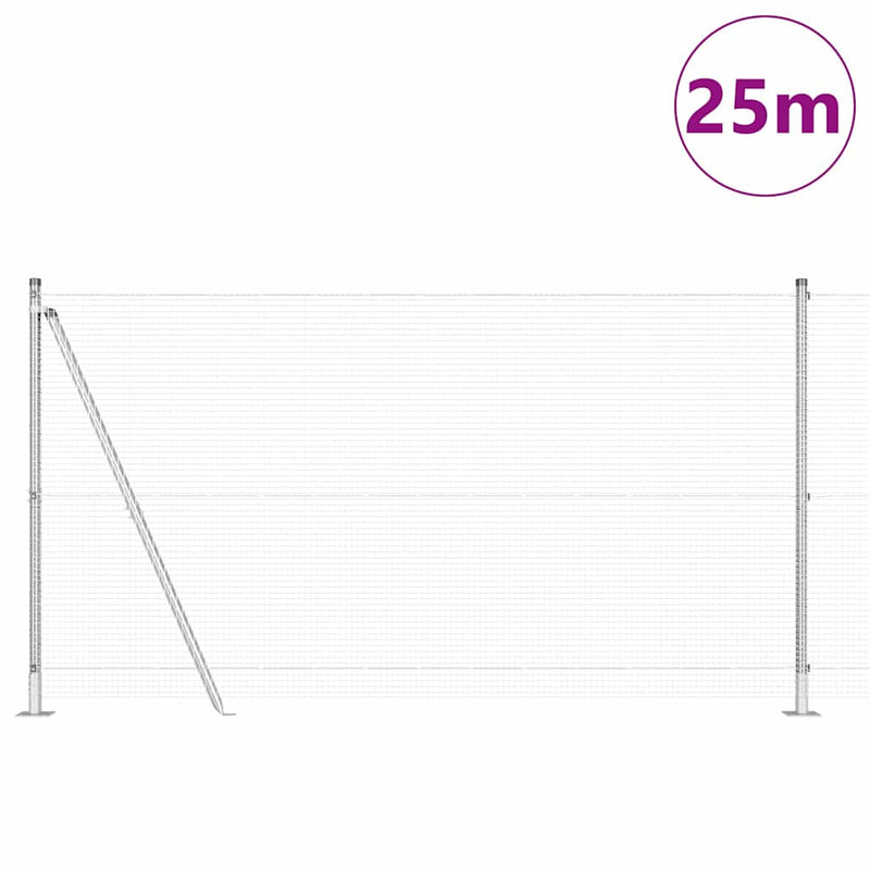 vidaXL Kerítés oszlopokkal Ezüst 1.2 x 25 m Acél