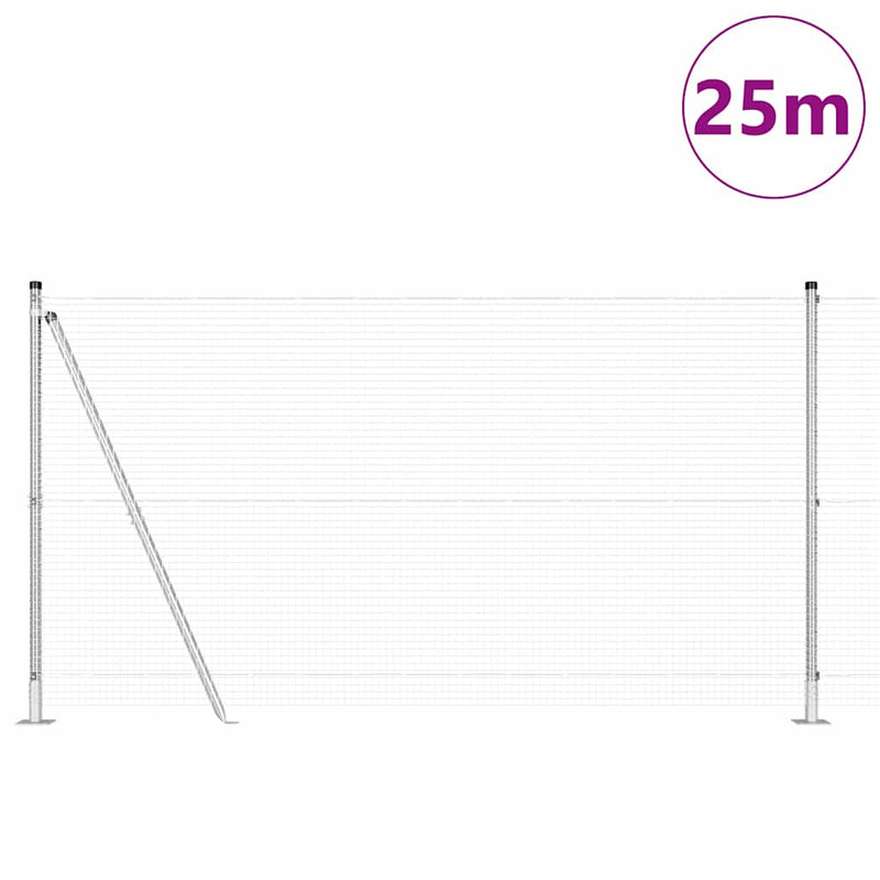 vidaXL Kerítés oszlopokkal Ezüst 1.2 x 25 m Acél