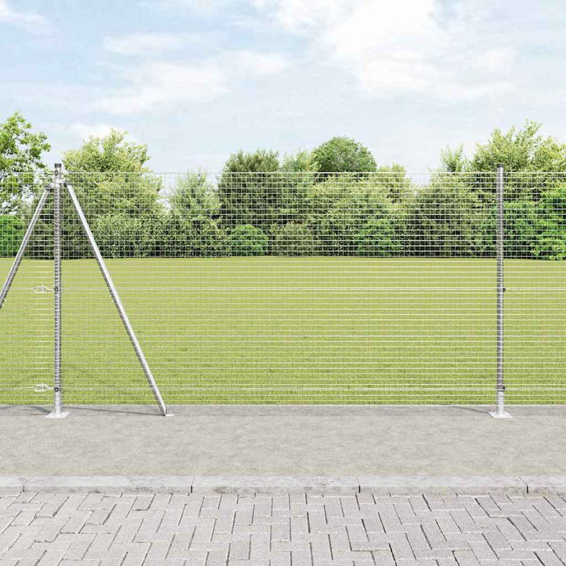 vidaXL Kerítés oszlopokkal Ezüst 1.2 x 25 m Acél