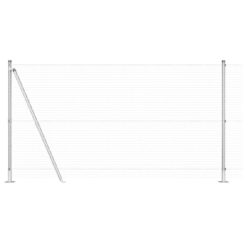 vidaXL Kerítés oszlopokkal Ezüst 1.2 x 25 m Acél