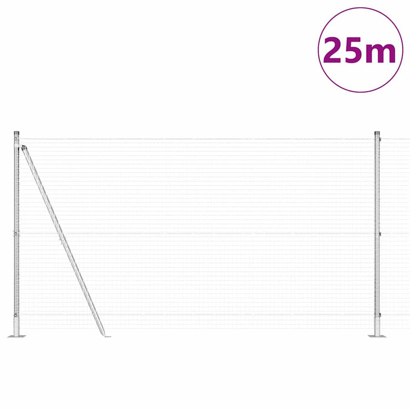 vidaXL Kerítés oszlopokkal Ezüst 1.2 x 25 m Acél