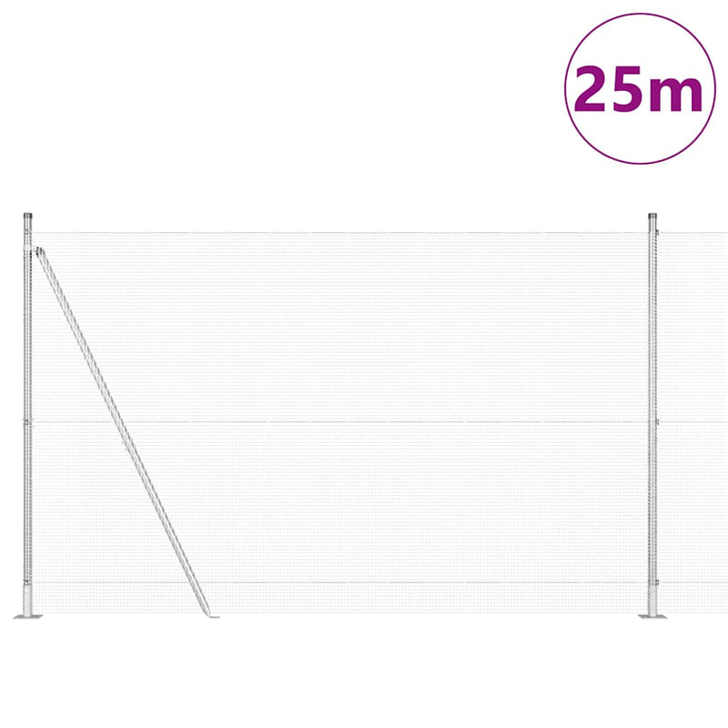vidaXL Kerítés oszlopokkal Ezüst 1.4 x 25 m Acél