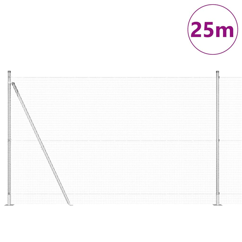 vidaXL Kerítés oszlopokkal Ezüst 1.4 x 25 m Acél
