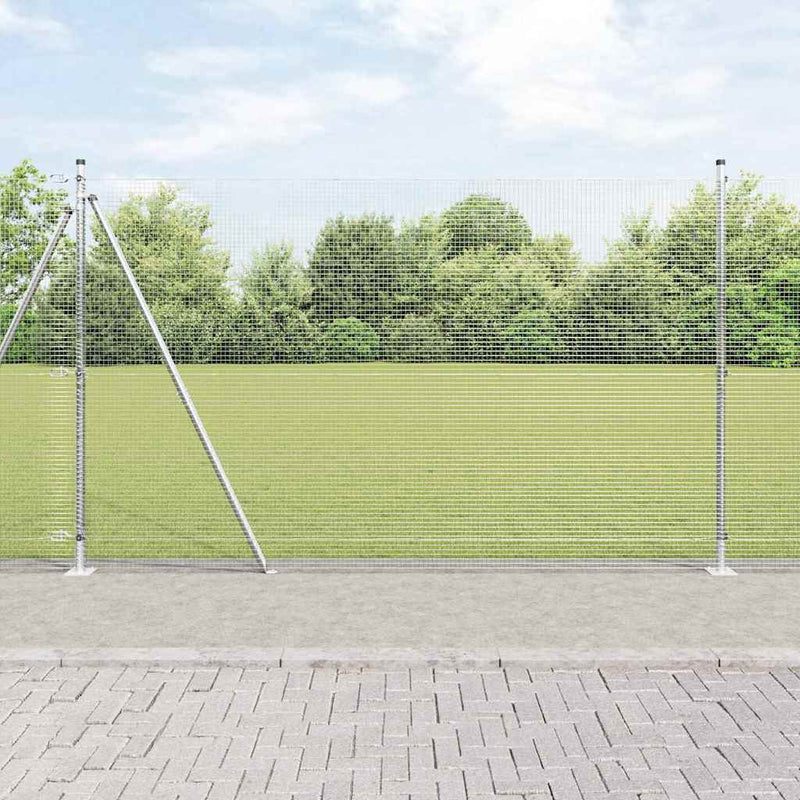 vidaXL Kerítés oszlopokkal Ezüst 1.6 x 25 m Acél