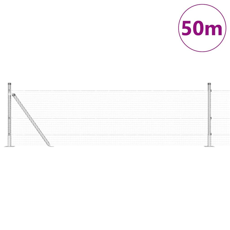 vidaXL Kerítés oszlopokkal Ezüst 0.5 x 50 m Acél