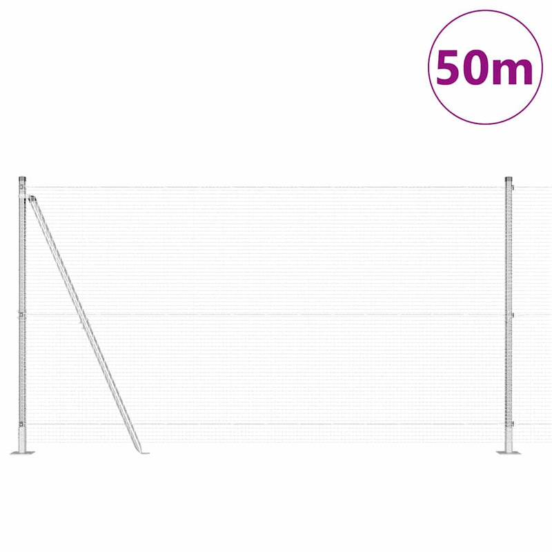 vidaXL Kerítés oszlopokkal Ezüst 1.2 x 50 m Acél