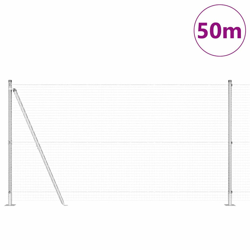 vidaXL Kerítés oszlopokkal Ezüst 1.2 x 50 m Acél