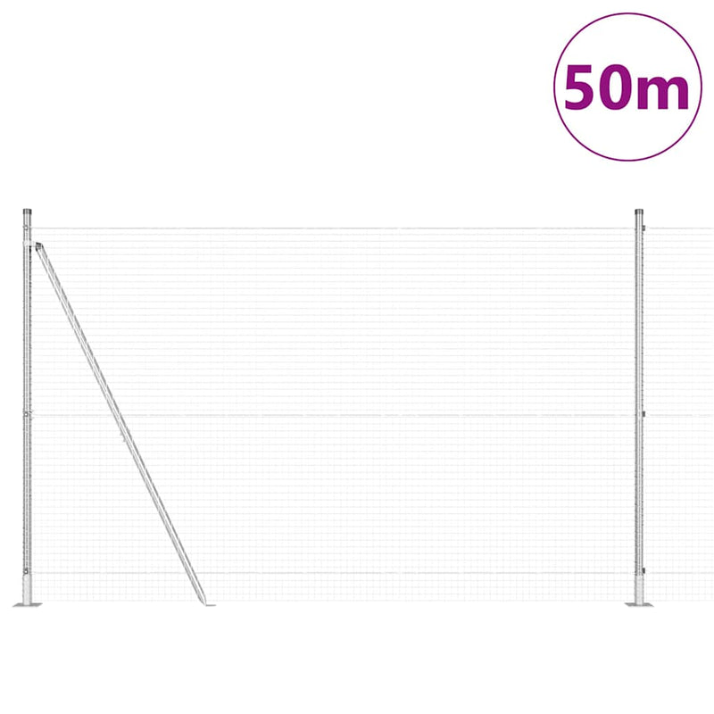 vidaXL Kerítés oszlopokkal Ezüst 1.4 x 50 m Acél