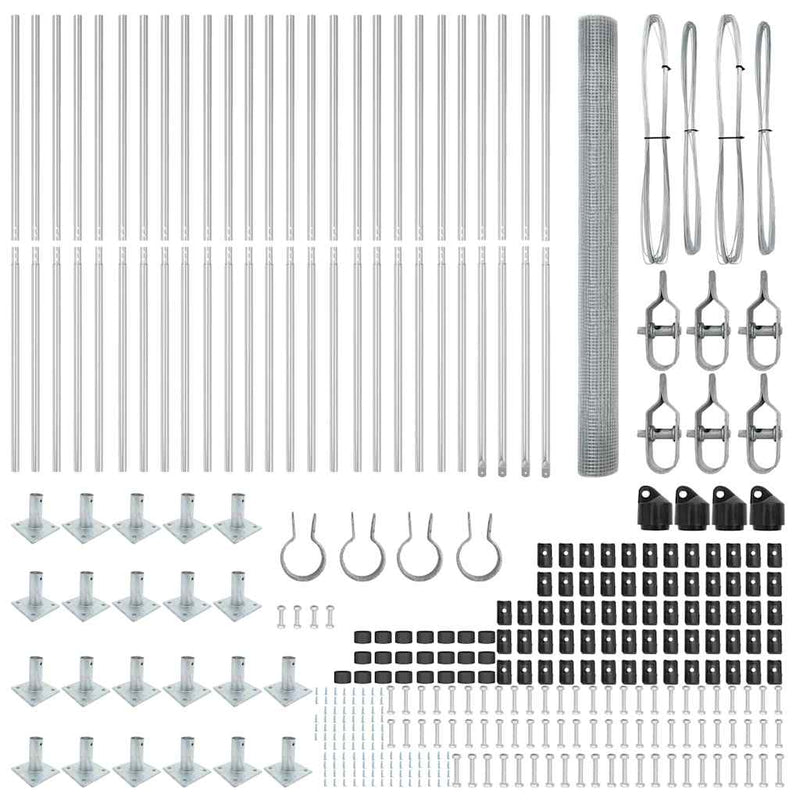 vidaXL Kerítés oszlopokkal Ezüst 1.5 x 50 m Acél