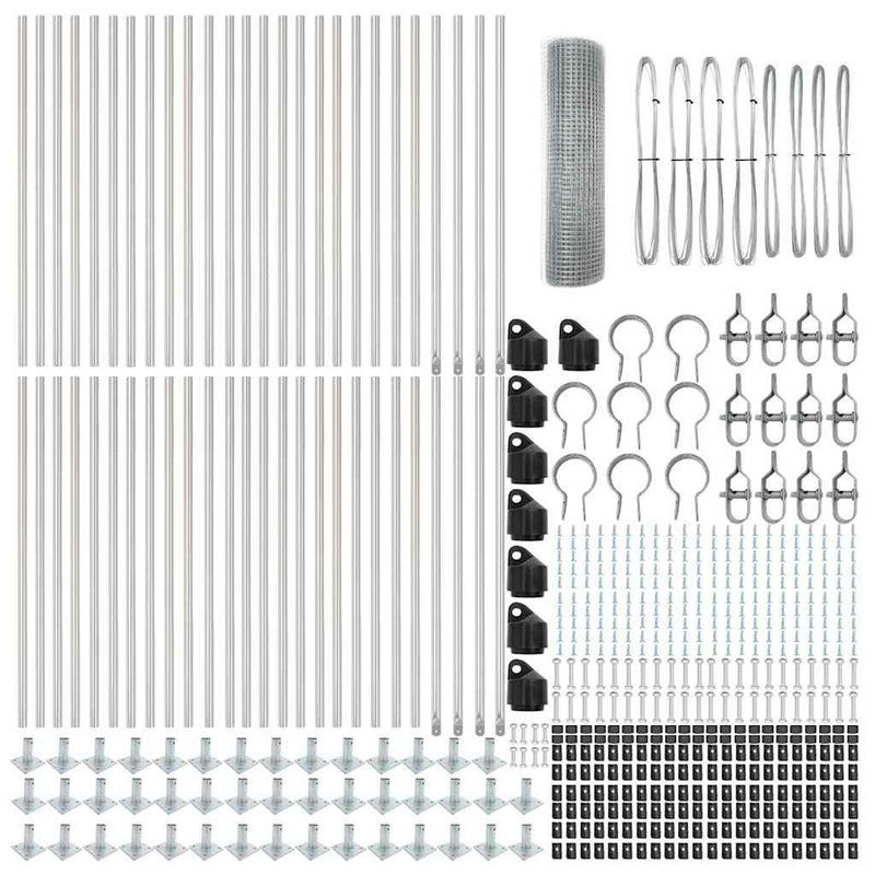 vidaXL Kerítés oszlopokkal Ezüst 0.4 x 100 m Acél