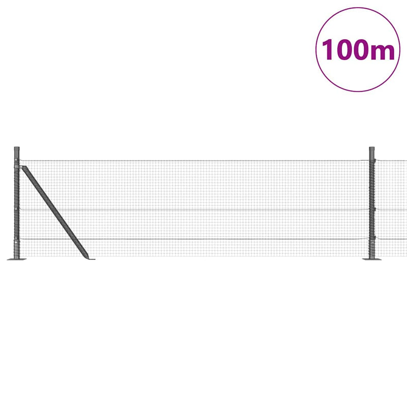 vidaXL Kerítés oszlopokkal Ezüst 0.5 x 100 m Acél