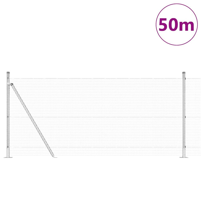 vidaXL Kerítés oszlopokkal Ezüst 0.8 x 100 m Acél