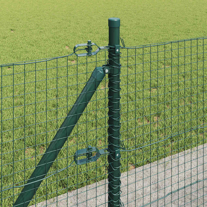 vidaXL Kerítés oszlopokkal Zöld 0.5 x 10 m Acél