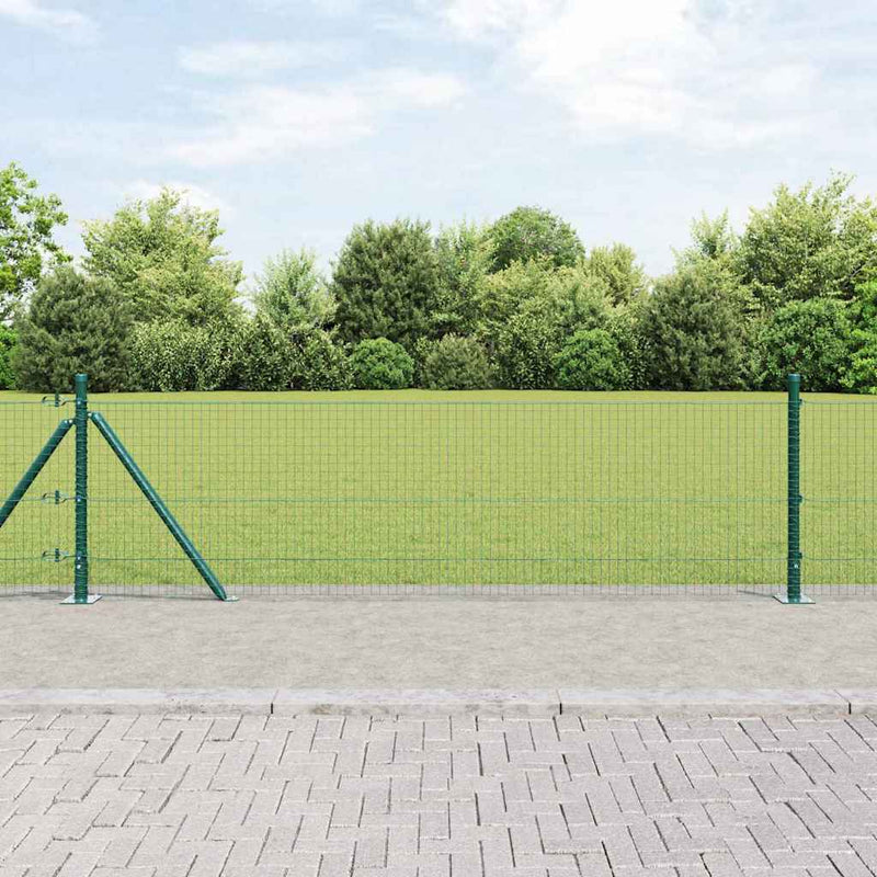vidaXL Kerítés oszlopokkal Zöld 0.5 x 10 m Acél