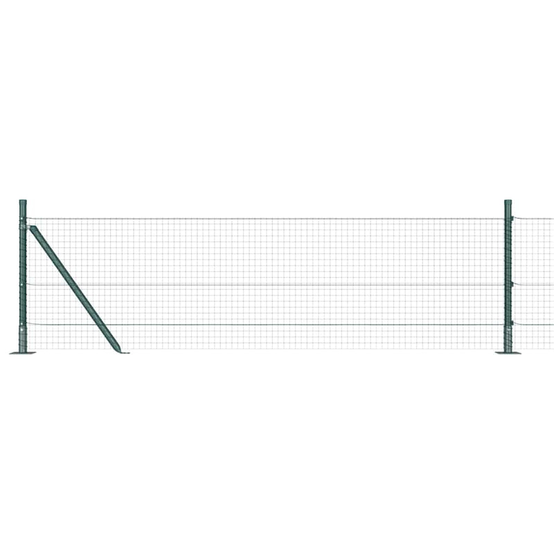 vidaXL Kerítés oszlopokkal Zöld 0.5 x 10 m Acél