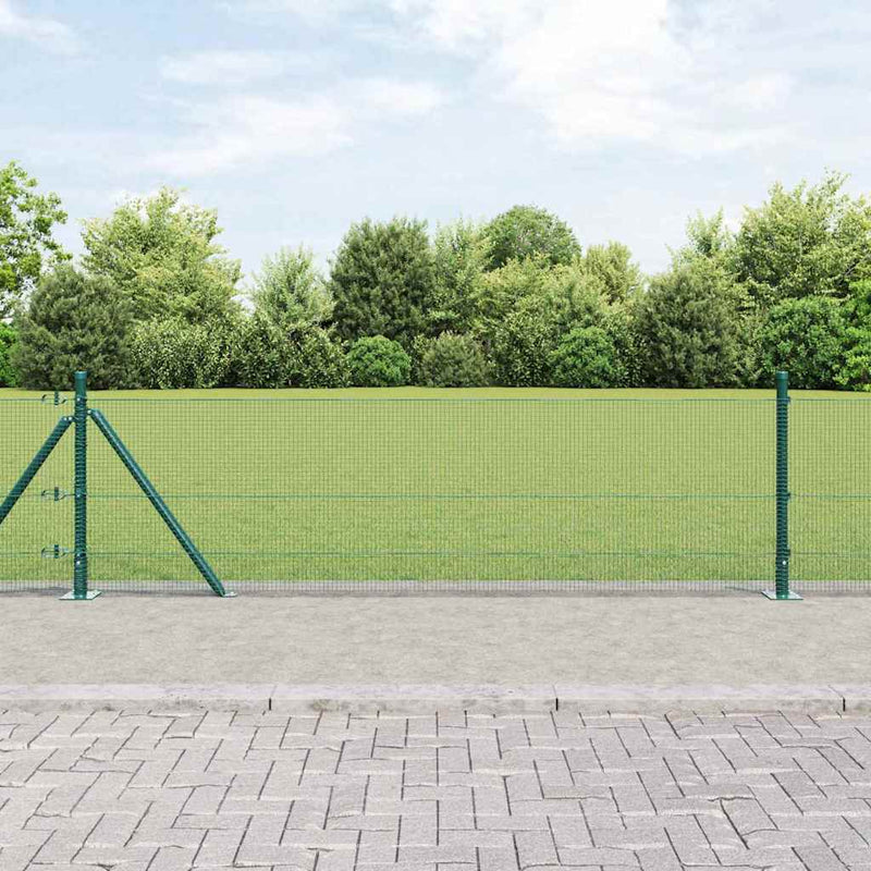 vidaXL Kerítés oszlopokkal Zöld 0,6 x 10 m Acél