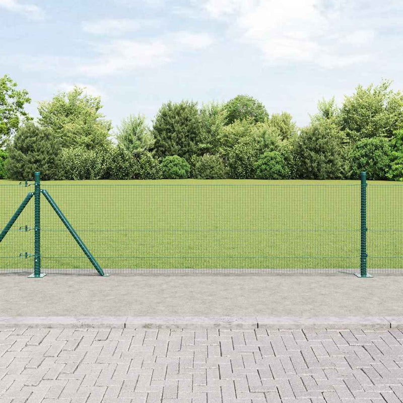 vidaXL Kerítés oszlopokkal Zöld 0,6 x 10 m Acél