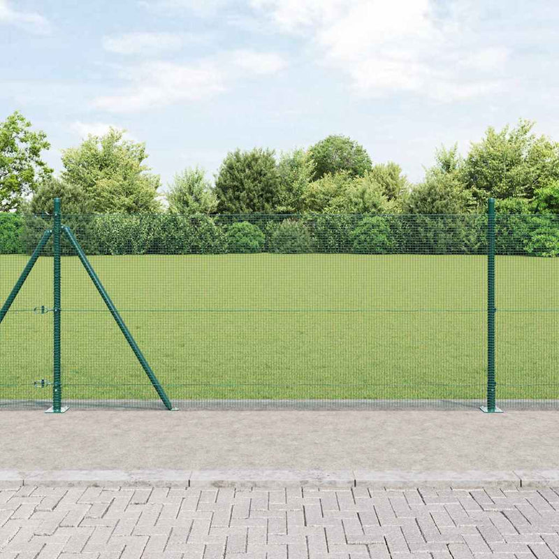 vidaXL Kerítés oszlopokkal Zöld 0.8 x 10 m Acél