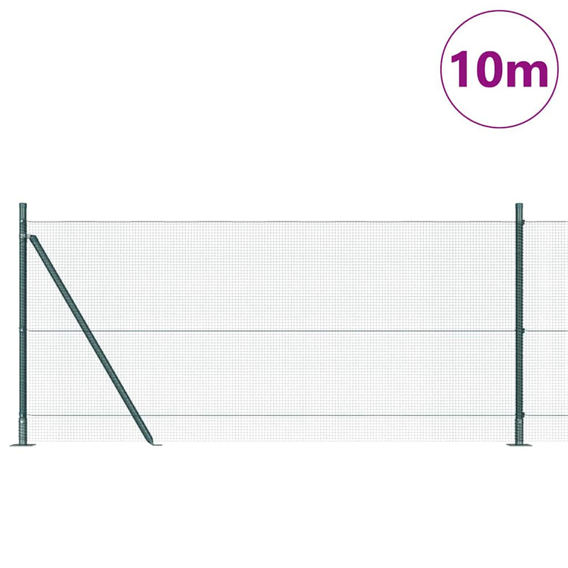 vidaXL Kerítés oszlopokkal Zöld 0.8 x 10 m Acél