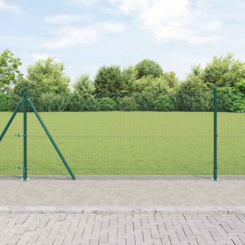 vidaXL Kerítés oszlopokkal Zöld 1 x 10 m Acél