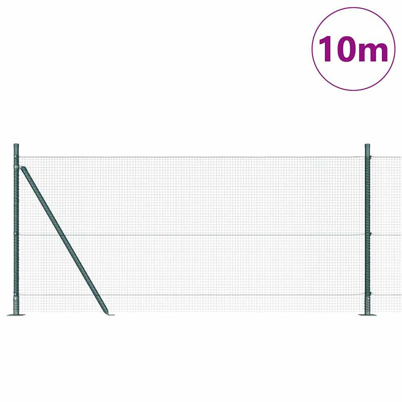 vidaXL Kerítés oszlopokkal Zöld 1 x 10 m Acél