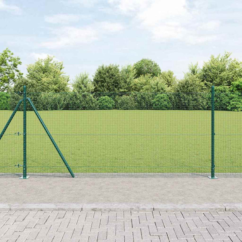 vidaXL Kerítés oszlopokkal Zöld 1 x 10 m Acél