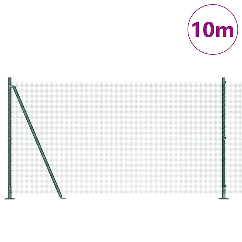vidaXL Kerítés oszlopokkal Zöld 1.2 x 10 m Acél