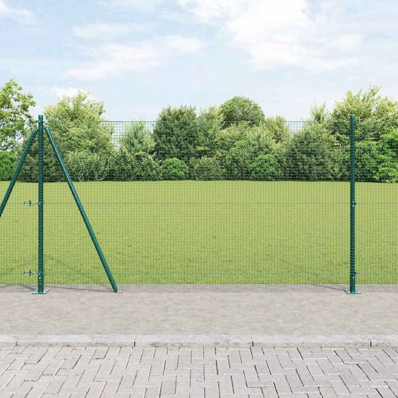 vidaXL Kerítés oszlopokkal Zöld 1.2 x 10 m Acél