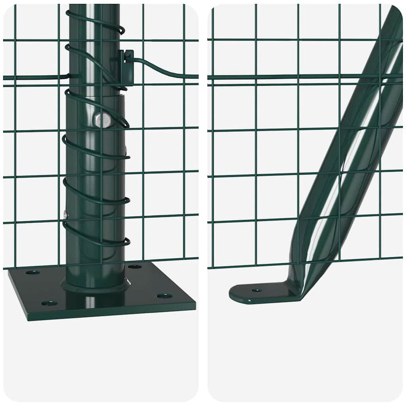 vidaXL Kerítés oszlopokkal Zöld 1.2 x 10 m Acél