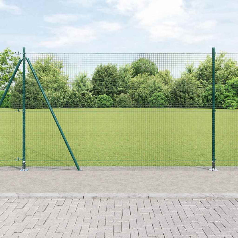 vidaXL Kerítés oszlopokkal Zöld 1.4 x 10 m Acél