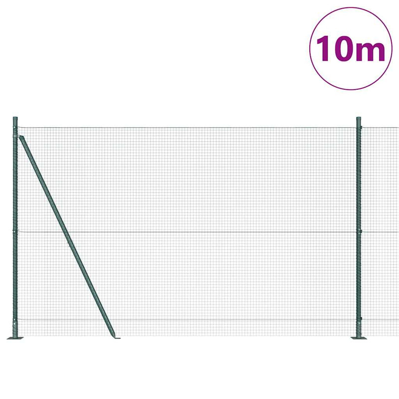 vidaXL Kerítés oszlopokkal Zöld 1.5 x 10 m Acél