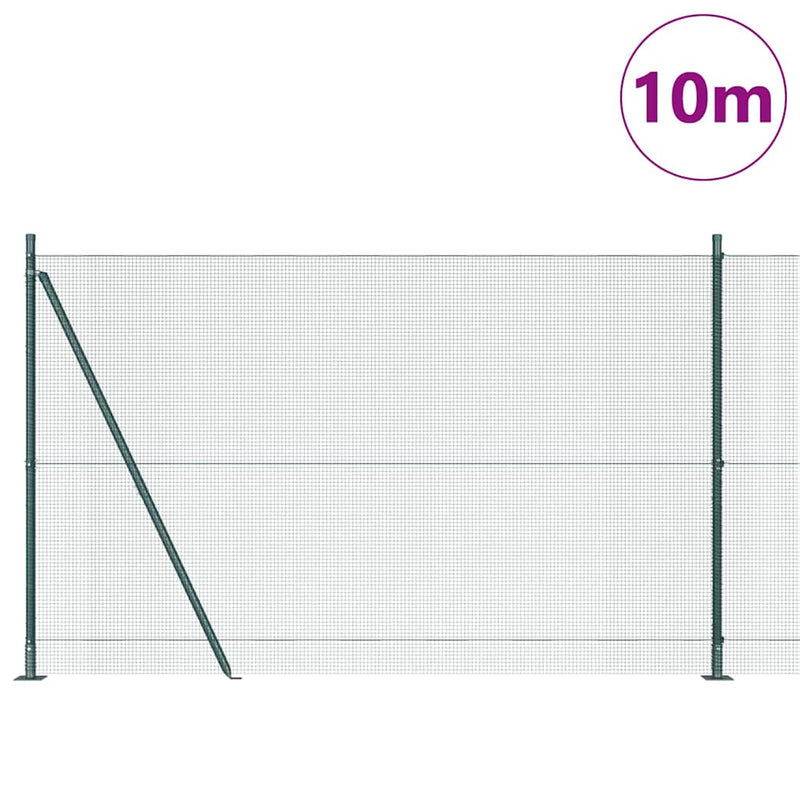 vidaXL Kerítés oszlopokkal Zöld 1.6 x 10 m Acél