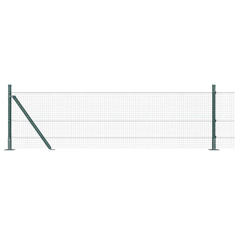 vidaXL Kerítés oszlopokkal Zöld 0,4 x 25 m Acél