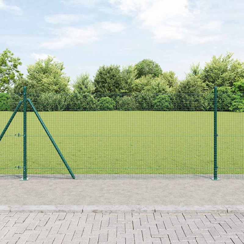 vidaXL Kerítés oszlopokkal Zöld 1 x 50 m Acél