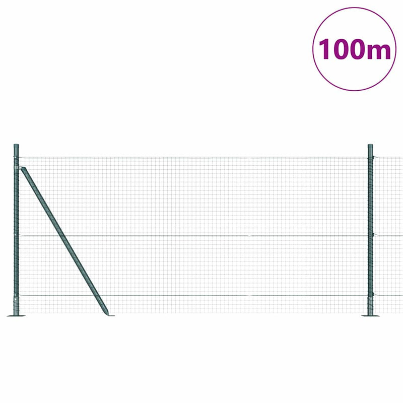 vidaXL Kerítés oszlopokkal Zöld 0.8 x 100 m Acél