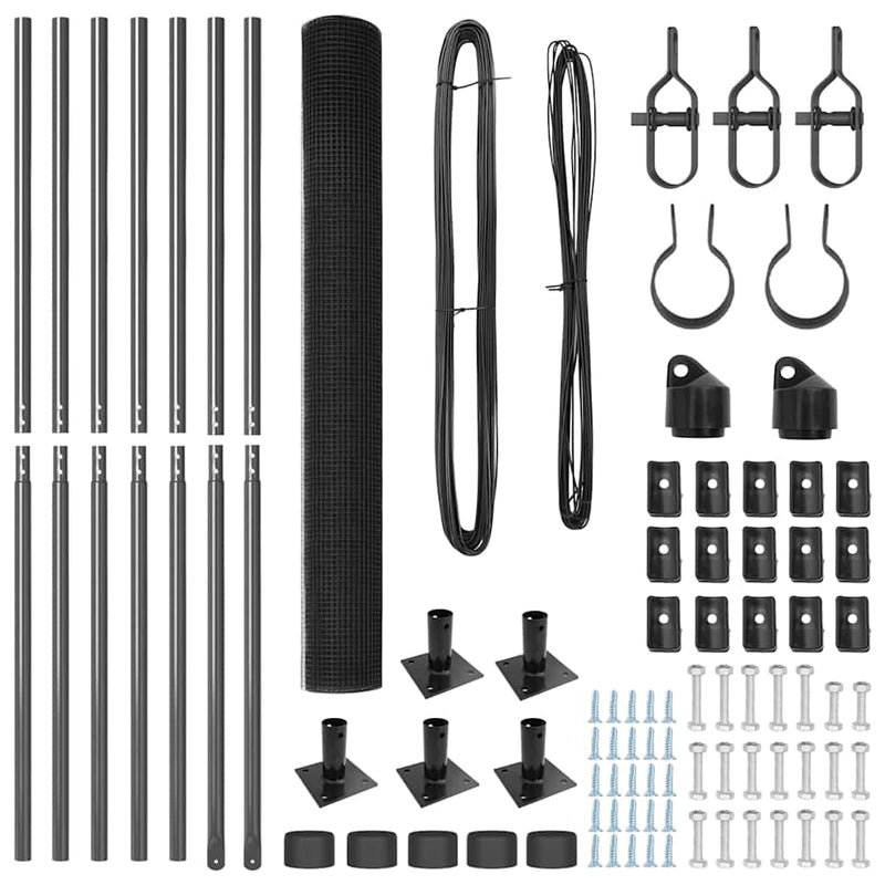 vidaXL Kerítés oszlopokkal Szürke 1.4 x 10 m Acél