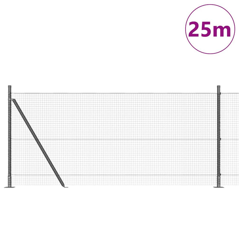 vidaXL Kerítés oszlopokkal Szürke 0.8 x 25 m Acél