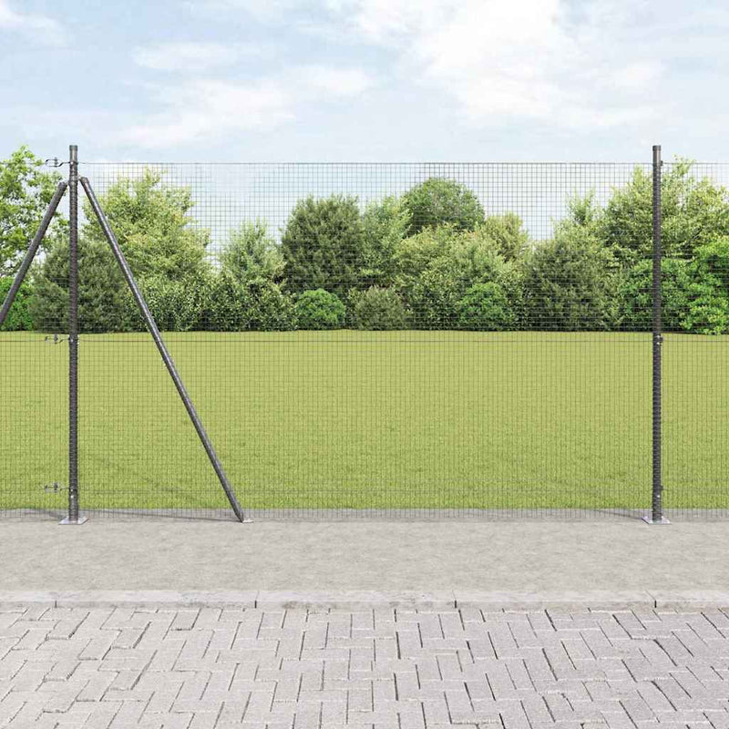 vidaXL Kerítés oszlopokkal Szürke 1.4 x 25 m Acél