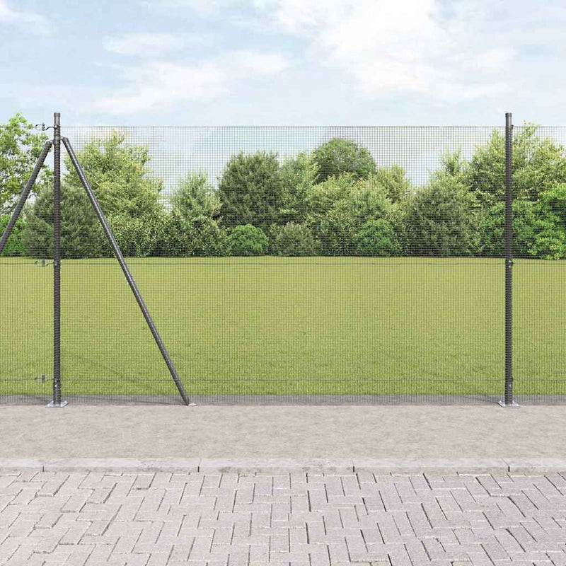 vidaXL Kerítés oszlopokkal Szürke 1.5 x 25 m Acél