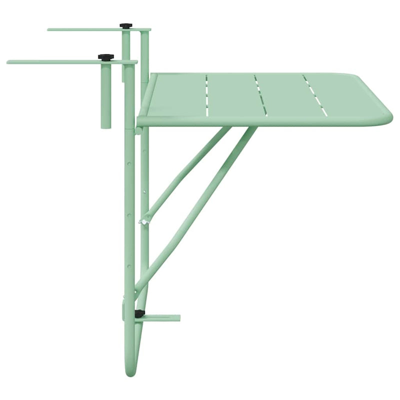 vidaXL Függő erkélyasztal Menta zöld 60 x 39 x 65 cm Acél