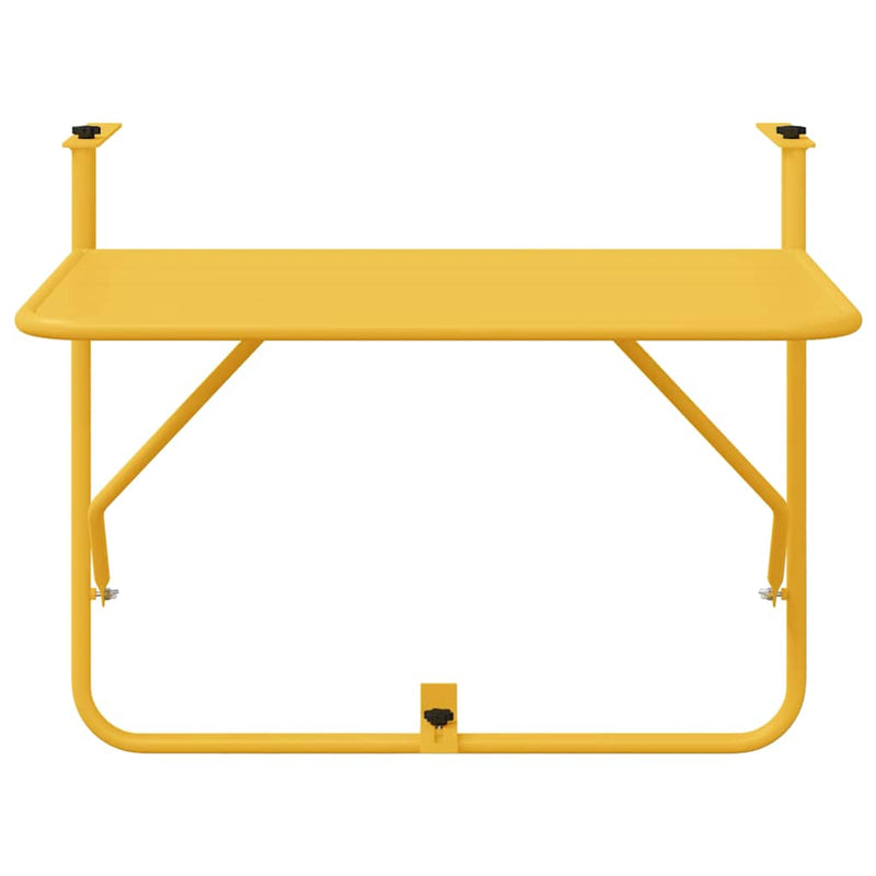 vidaXL Függő erkélyasztal Mustár 60 x 39 x 65 cm Acél