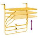 vidaXL Függő erkélyasztal Mustár 60 x 39 x 65 cm Acél