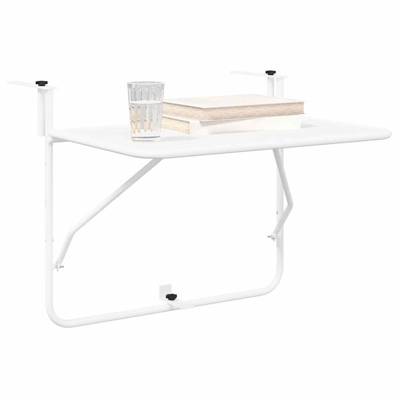 vidaXL Függő erkélyasztal Fehér 60 x 39 x 65 cm Acél